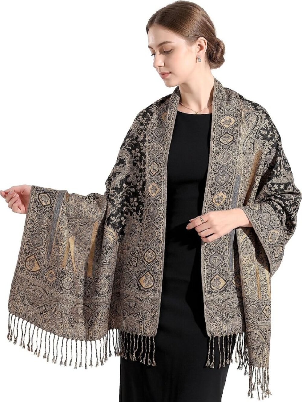 Colorful Paisley Pashmina Shawl Wrap for Women | Boho Indian Rave Scarf